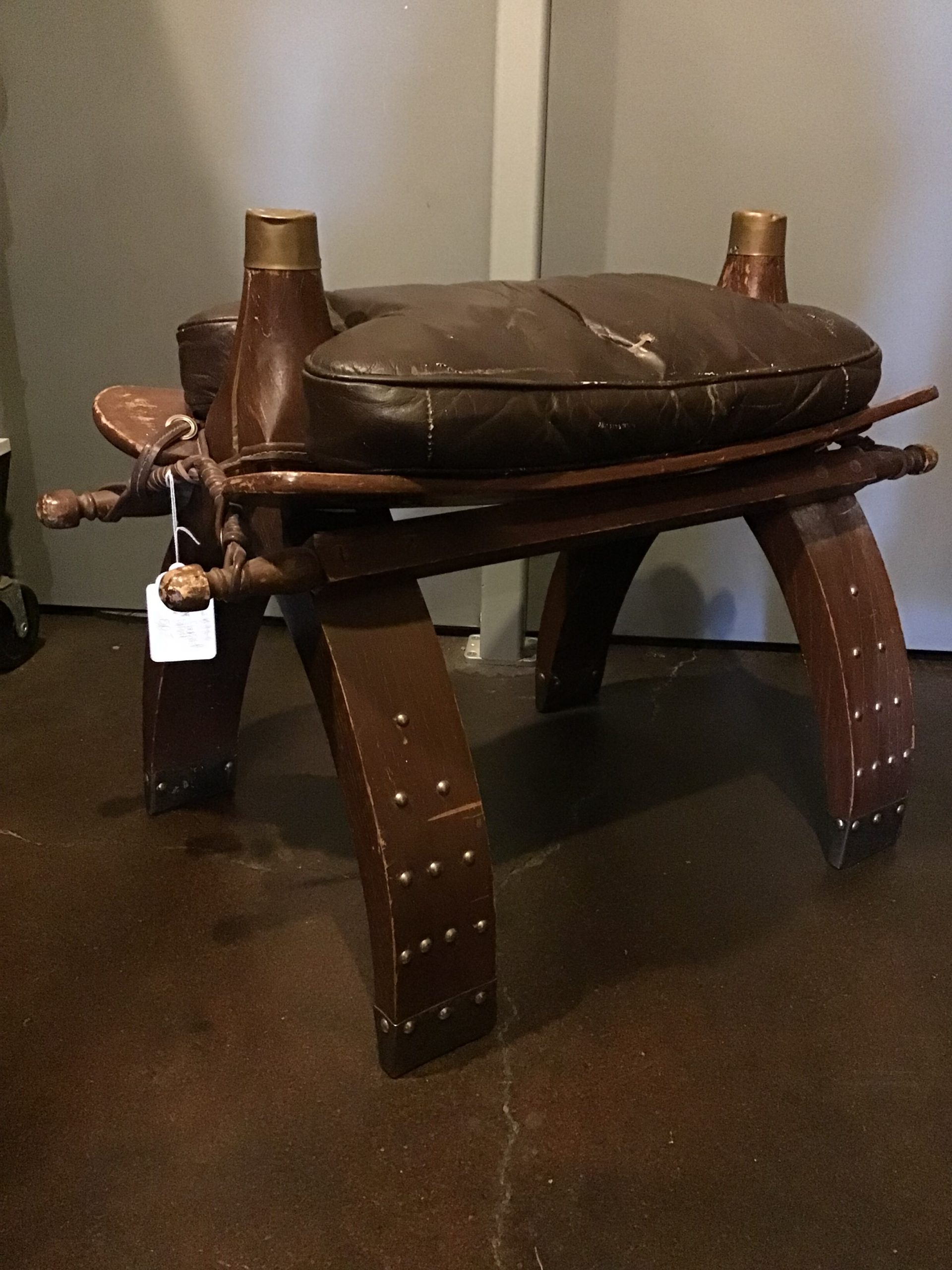 OL-167 Vintage Camel Saddle Stool B-153
