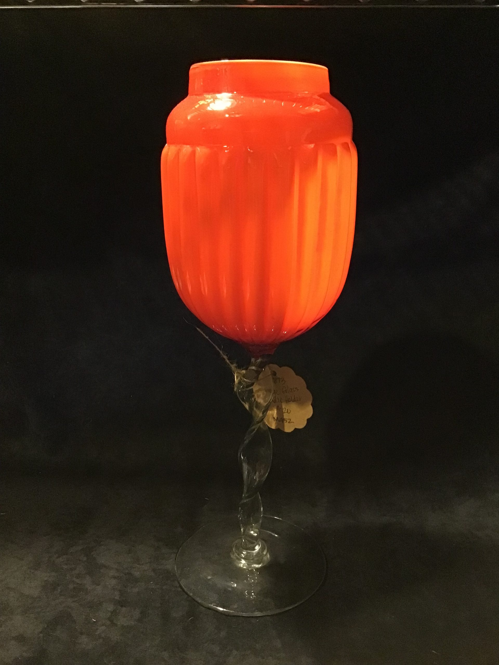 OL-178 Orange Glass Candle Holder B-873